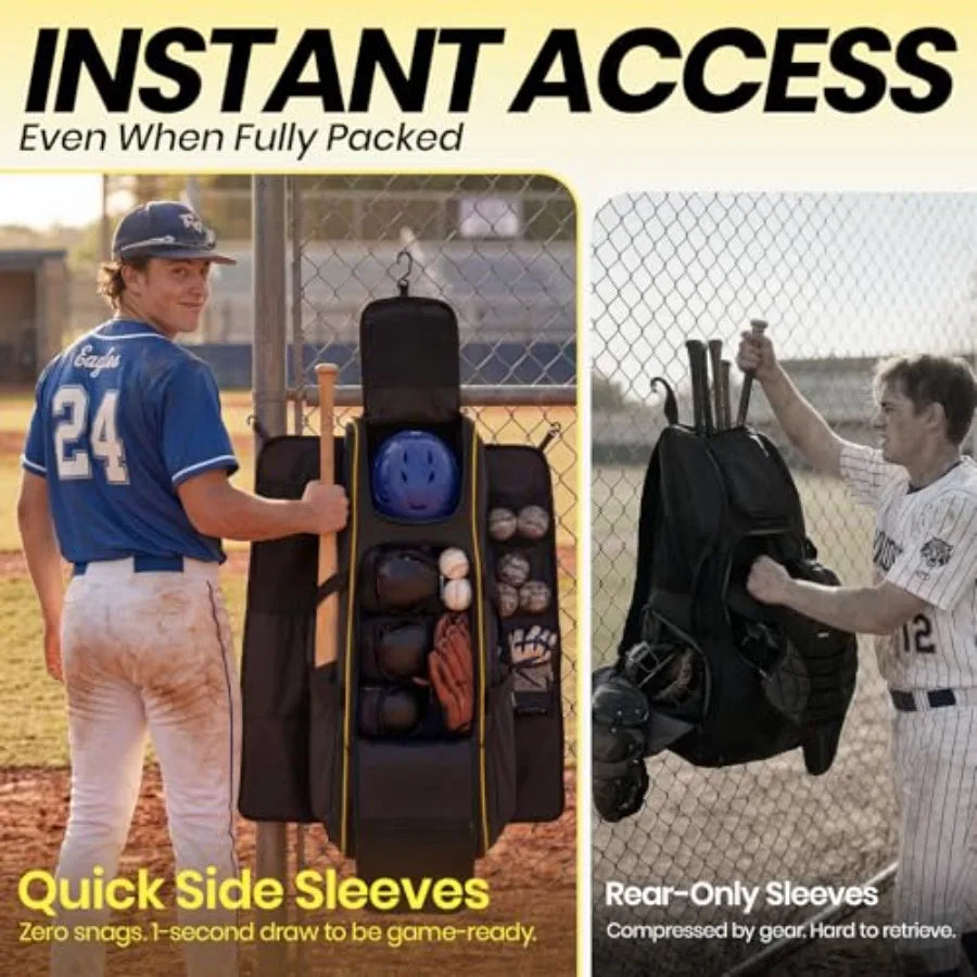 100L Rolling Baseball Catchers Gear Bag Large Softball Equipment Duffle with Wheels Locker Style Organizer with 5 Fence Hooks
