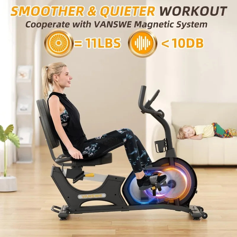 Recumbent Exercise Bike for Home Recumbent Stationary Bike 400lb Capacity Quiet Magnetic Exercise Bike with Ergonomic Seat