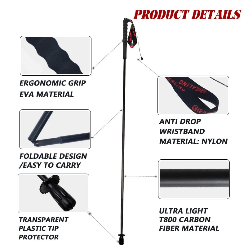 2PC Carbon Fiber Foldable 5 Section Ultra Light 110g Trekking Poles Fixed Length 110 120 130cm Walking Canes for Hiking Camping City Running Travel Lightweight Portable Gear