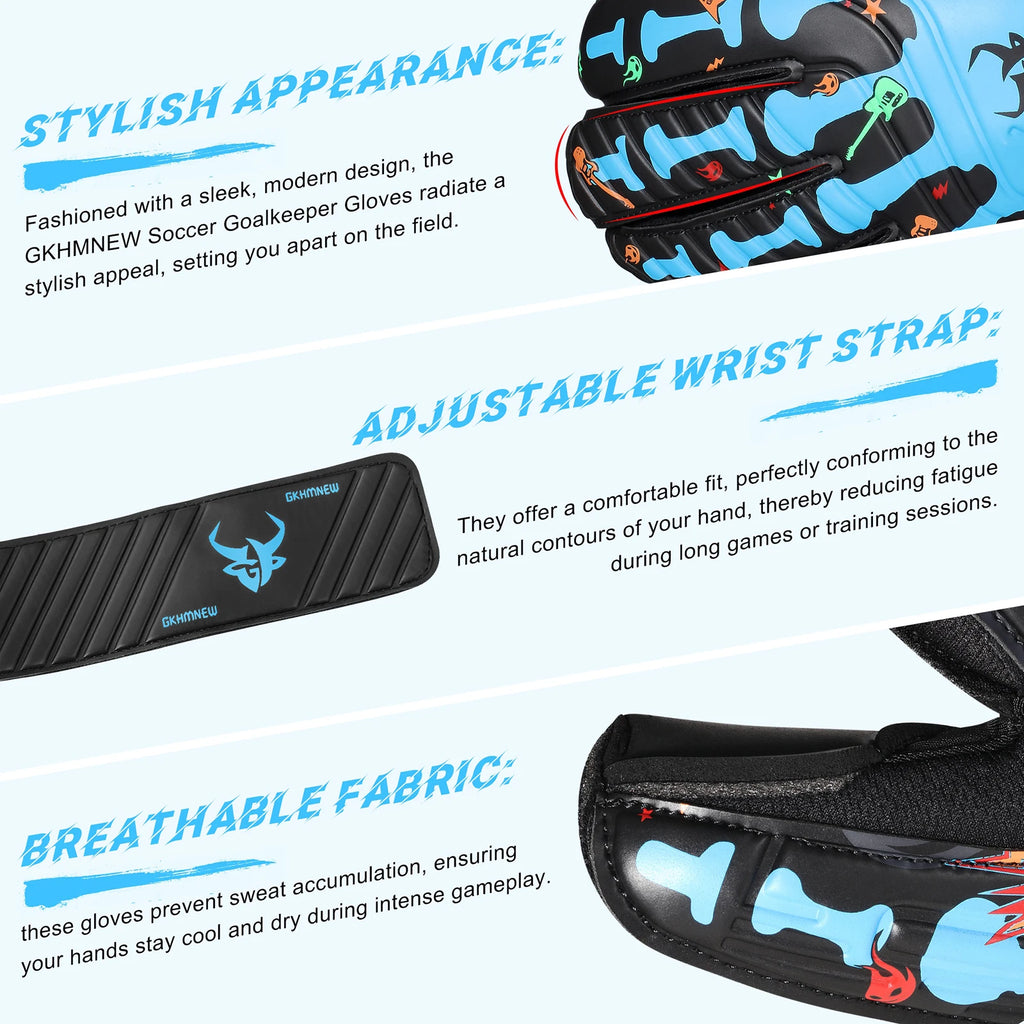 Goalkeeper Gloves with Fingersave Breathable Soccer Goalie Gloves with 4mm Latex for Kids Youth and Adults