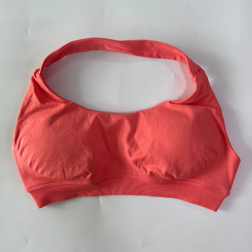 Women’s Yoga Bra Halter Neck Strap Open Back Medium Support Fitness Crop Top for Gym and Yoga