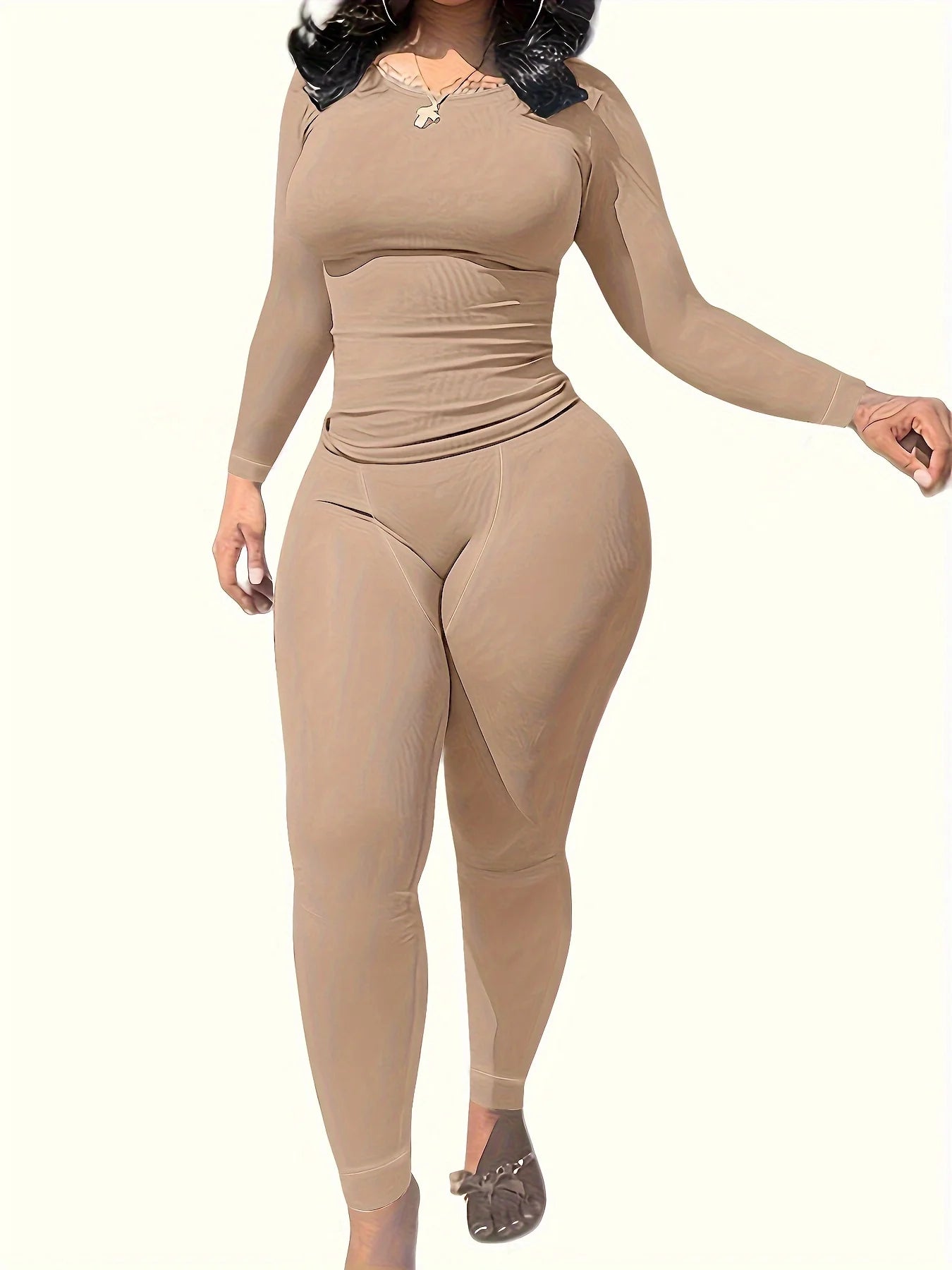 Womens Long sleeve Shirt  and Leggings Set Exercise wear 2 Piece Set