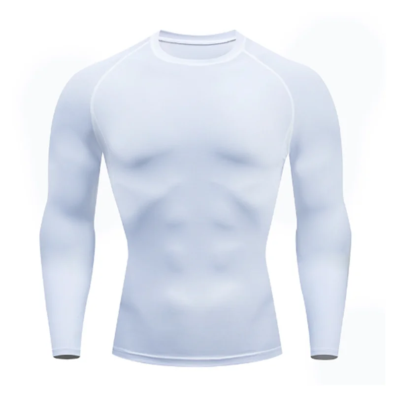 Mens Bodybuilding Sports T Shirt Quick Dry Long Sleeve Compression Top