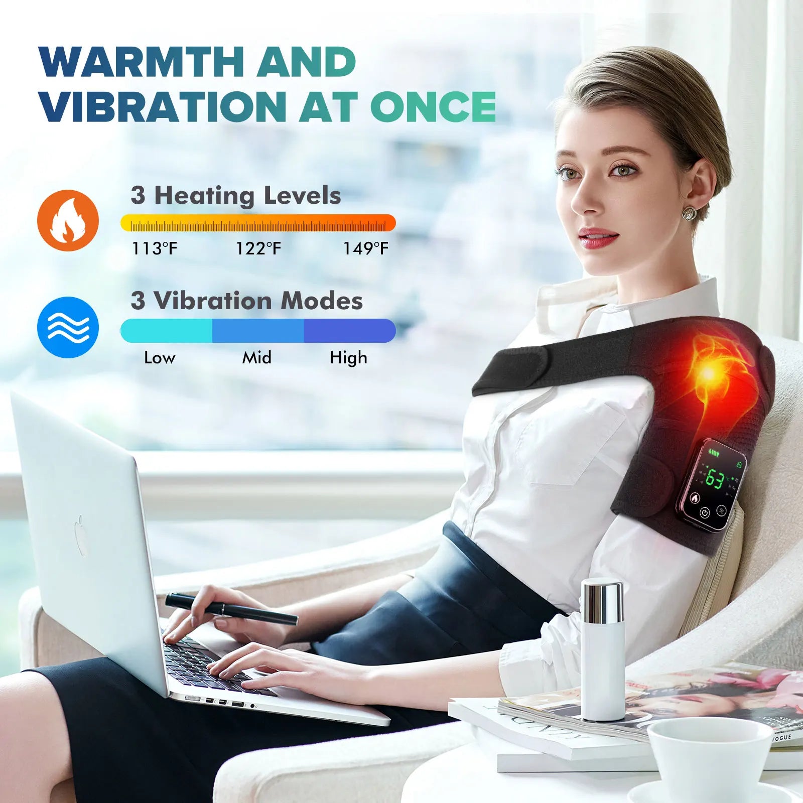 Knee Heating Massager Joint Physiotherapy Pad Hot Compress Vibration Massage 3‑in‑1 Knee Elbow Shoulder Support with 4000mAh Battery