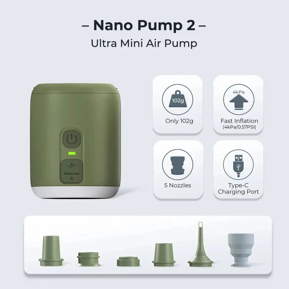 Air Pump with Camping Lantern for Inflatable Air Mattress/Sleeping Pads