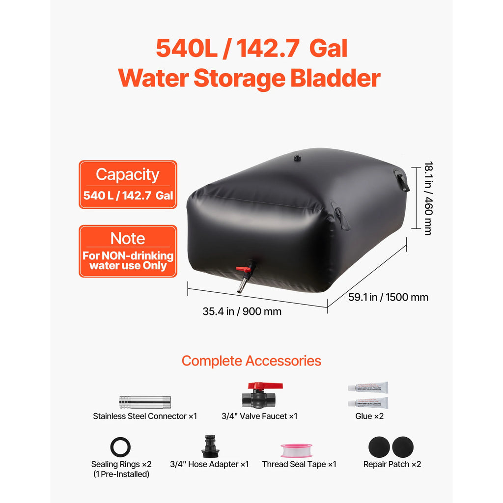 Water Storage Bladder TPU Soft Water Bag Portable Collapsible Water Storage Container for Camping and Outdoor Irrigation