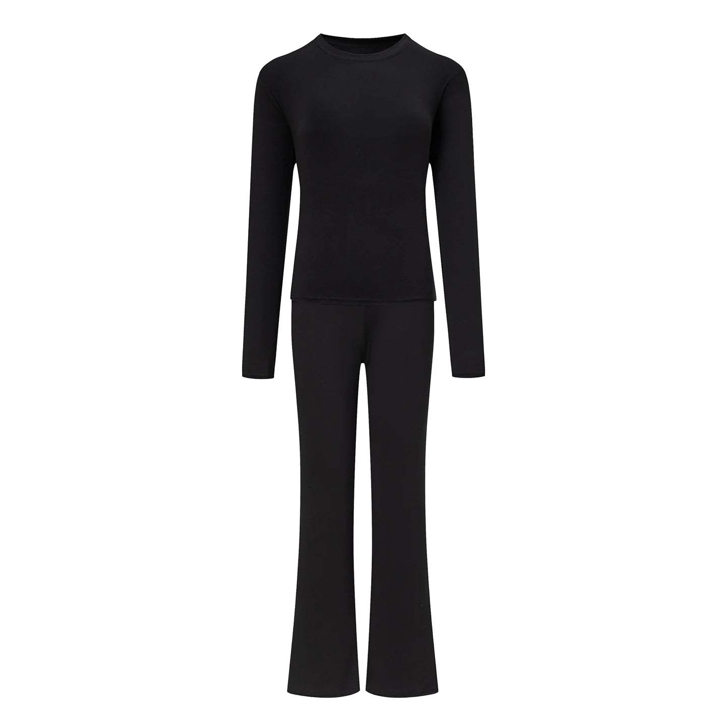 Autumn New Round Neck Short Fit Long Sleeve T Shirt Mildly Spicy Pants Casual Sports Yoga Two Piece Set Women’s Fashion