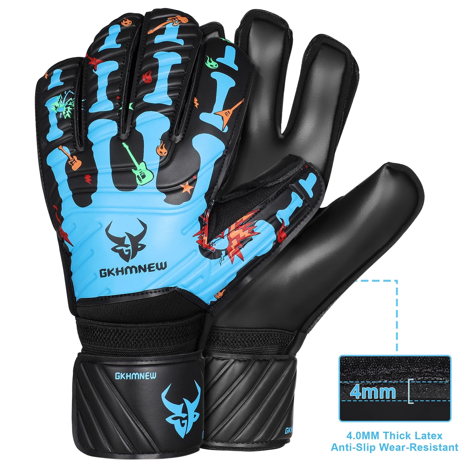 Goalkeeper Gloves with Fingersave Breathable Soccer Goalie Gloves with 4mm Latex for Kids Youth and Adults