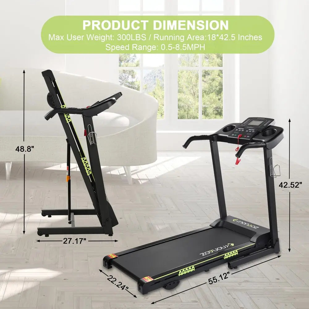 Treadmill for Home 0–15 Auto Incline 4.0HP Folding Electric Treadmill 20‑Inch Wide Running Machine with Bluetooth Speaker and Pulse Monitor