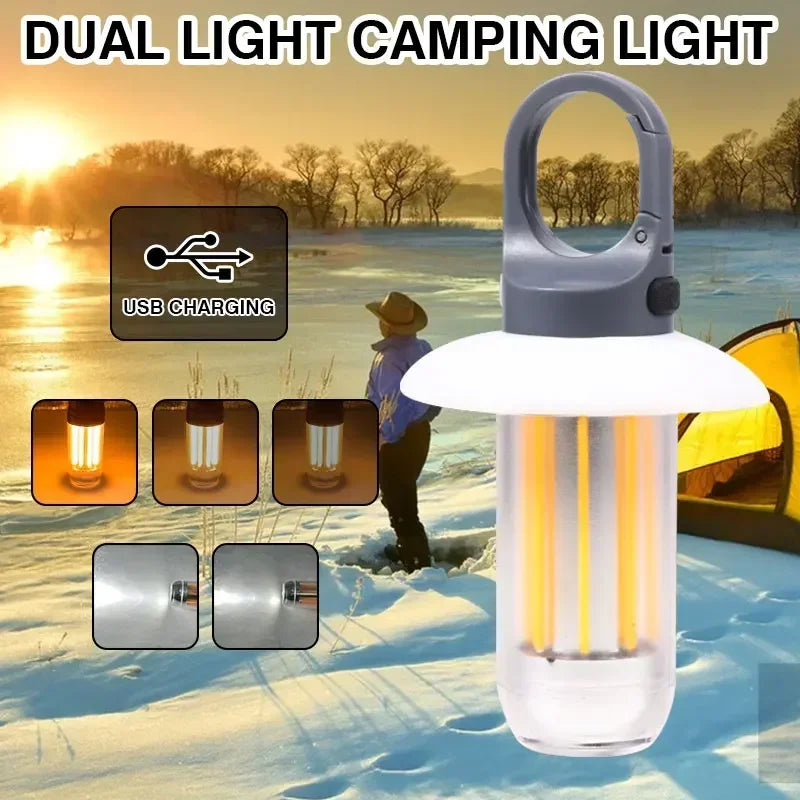 Camping Light Lightweight Handheld Torch 5 Lighting Modes Rechargeable Tent Lamp for Patio Climbing with 8 Light Filaments