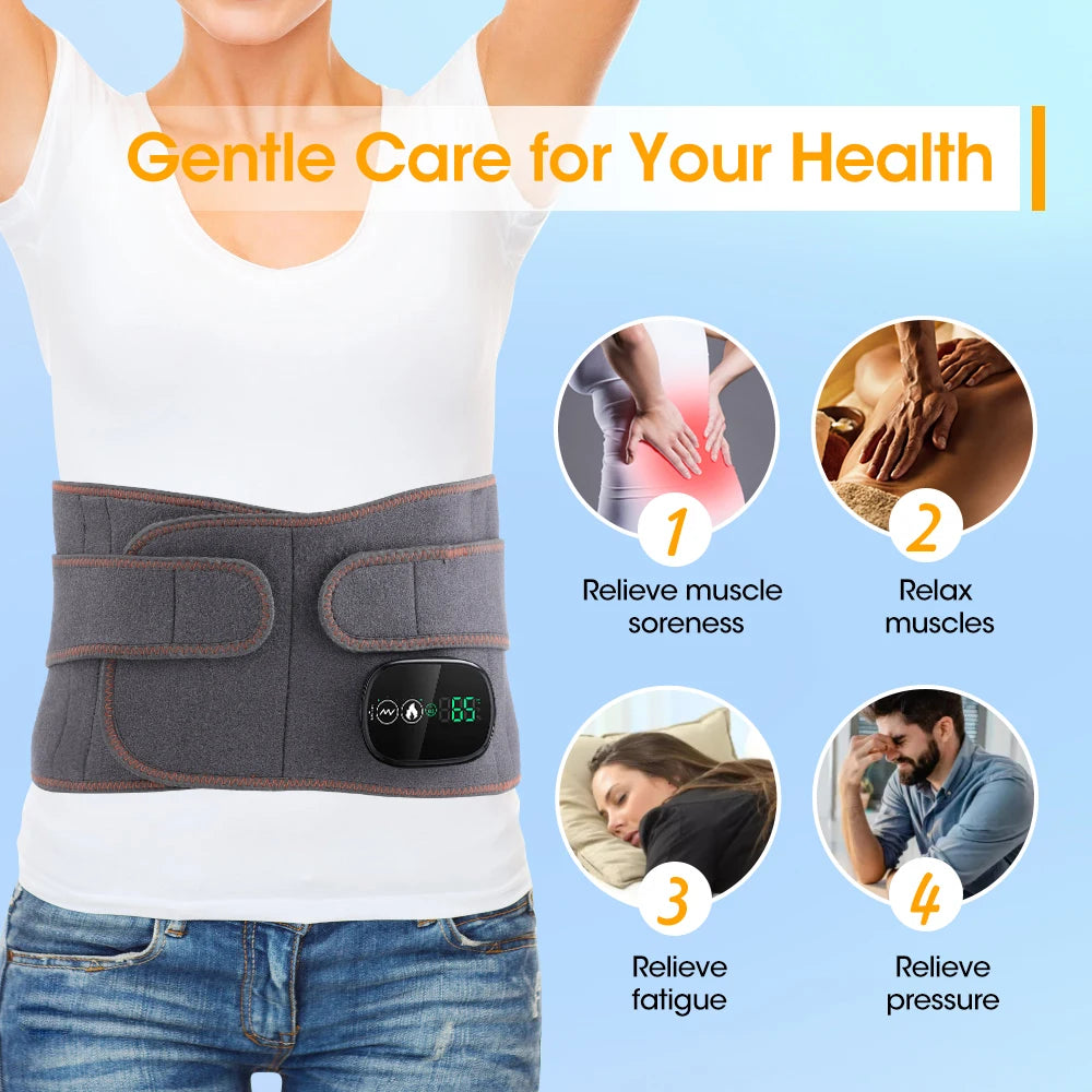 Heating Vibration Massager Belt Red Light Hot Compress Waist Support Brace Waist Back Massage Lumbar Support Belt