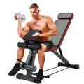 7 Level Foldable Weight Bench with Adjustable Leg Extension and Extended Headrest designed for Dumbbell Training and Full Body Strength Work