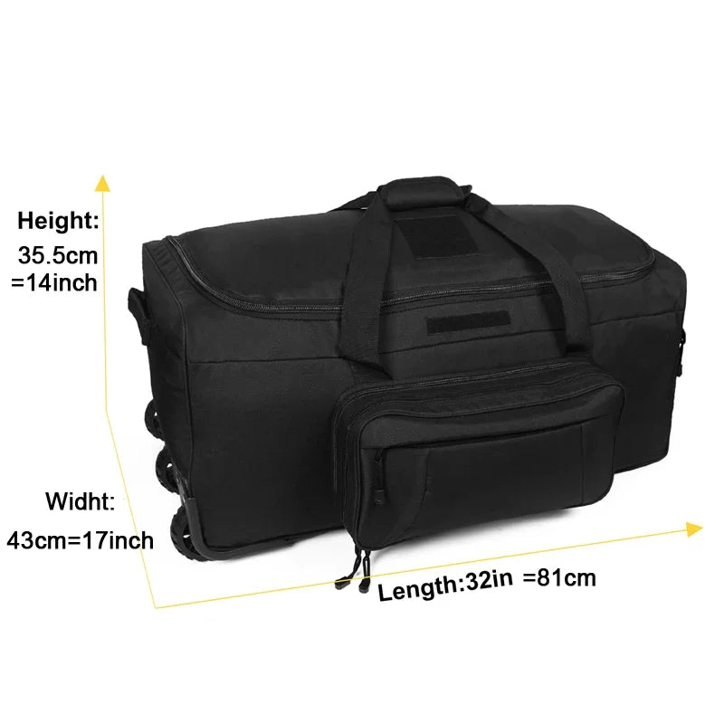 124L Large Capacity Tactical Duffel Bag, Rolling Heavy‑Duty Camping and Travel Luggage