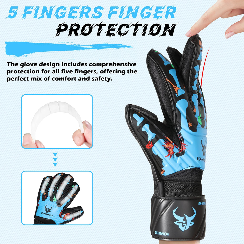 Goalkeeper Gloves with Fingersave Breathable Soccer Goalie Gloves with 4mm Latex for Kids Youth and Adults