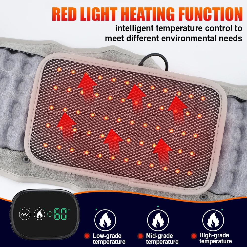 Inflatable Heating Massage Waist Belt Red Light Therapy Lumbar Support with Air Traction 5000mAh Rechargeable Design