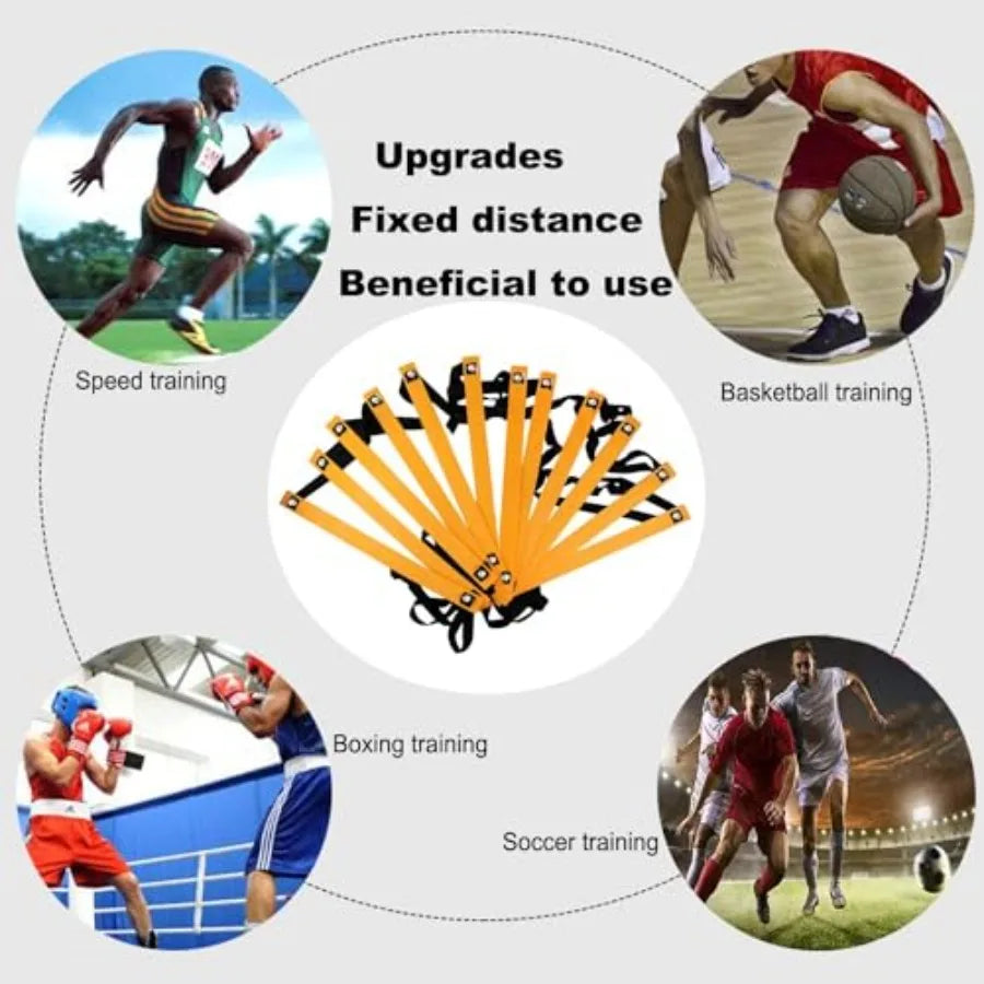 Agility Ladder Set 20ft with 4 Hurdles 12 Cones Jump Rope and Running Parachute Complete Speed and Agility Training Kit