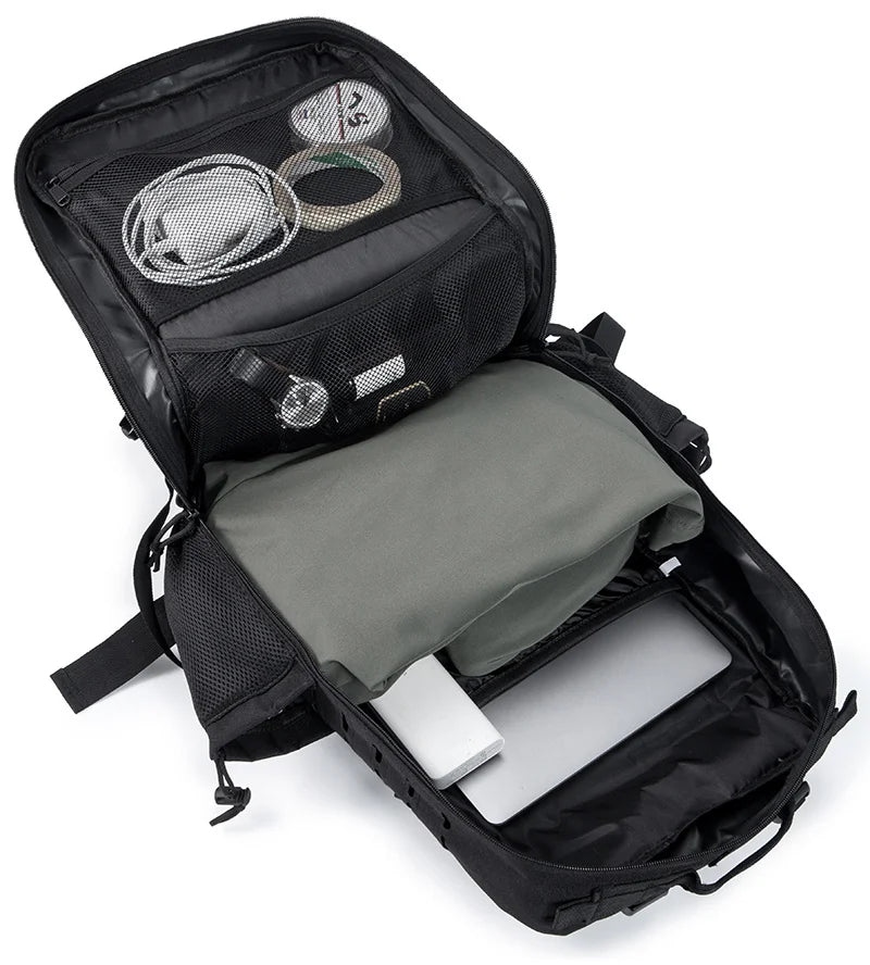 45L Tactical Backpack Survival Bag Hunting MOLLE Backpack Gym Men EDC Outdoor Hiking Rucksack with Bottle Holder