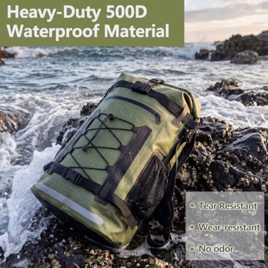 Waterproof Backpack 40L Heavy Duty Dry Bag Backpack Roll‑Top Hiking Travel Backpack Floating Waterproof Bag for Kayaking