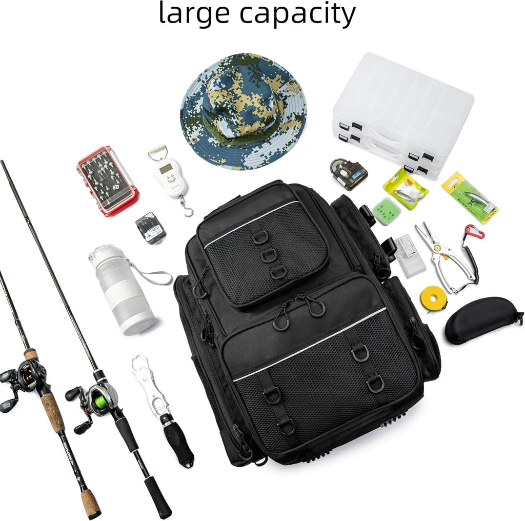 Fishing Backpack Tackle Bag with Tackle Boxes Large Strong Material Fishing Storage Pack