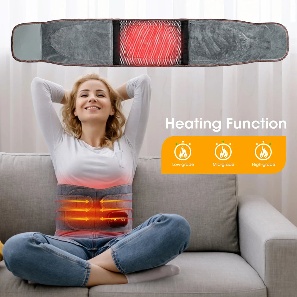 Heating Vibration Massager Belt Red Light Hot Compress Waist Support Brace Waist Back Massage Lumbar Support Belt
