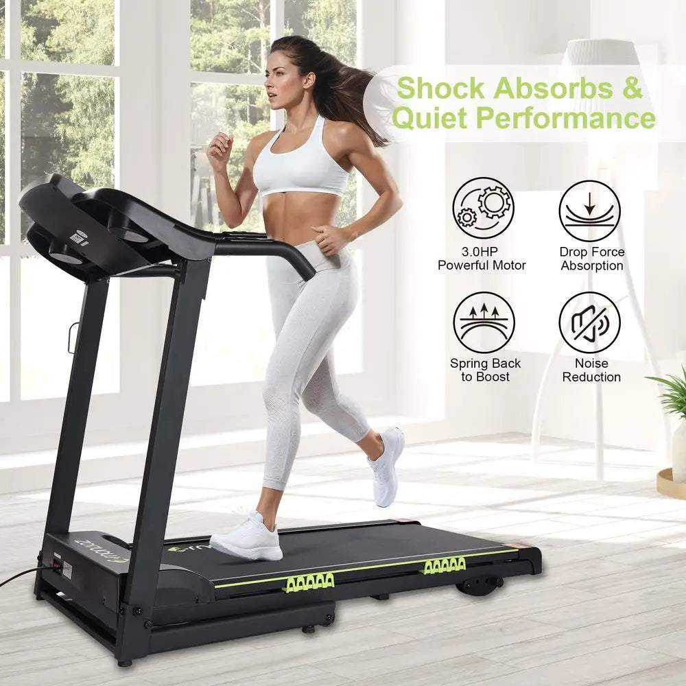 Treadmill for Home 0–15 Auto Incline 4.0HP Folding Electric Treadmill 20‑Inch Wide Running Machine with Bluetooth Speaker and Pulse Monitor