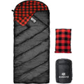 Cotton Flannel 4‑Season XXL Adult Sleeping Bag for Cold‑Weather Camping with Compression Sack