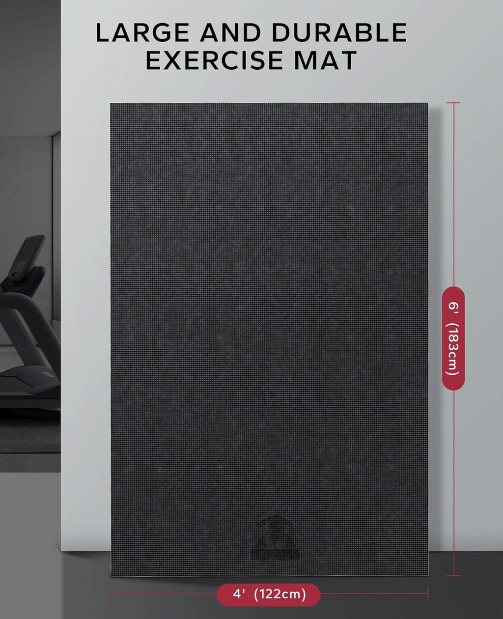 Large Home Gym Mat, 8mm Thick High Density PVC Non Slip, Shock Absorbing Fitness Flooring with Bands and Bag