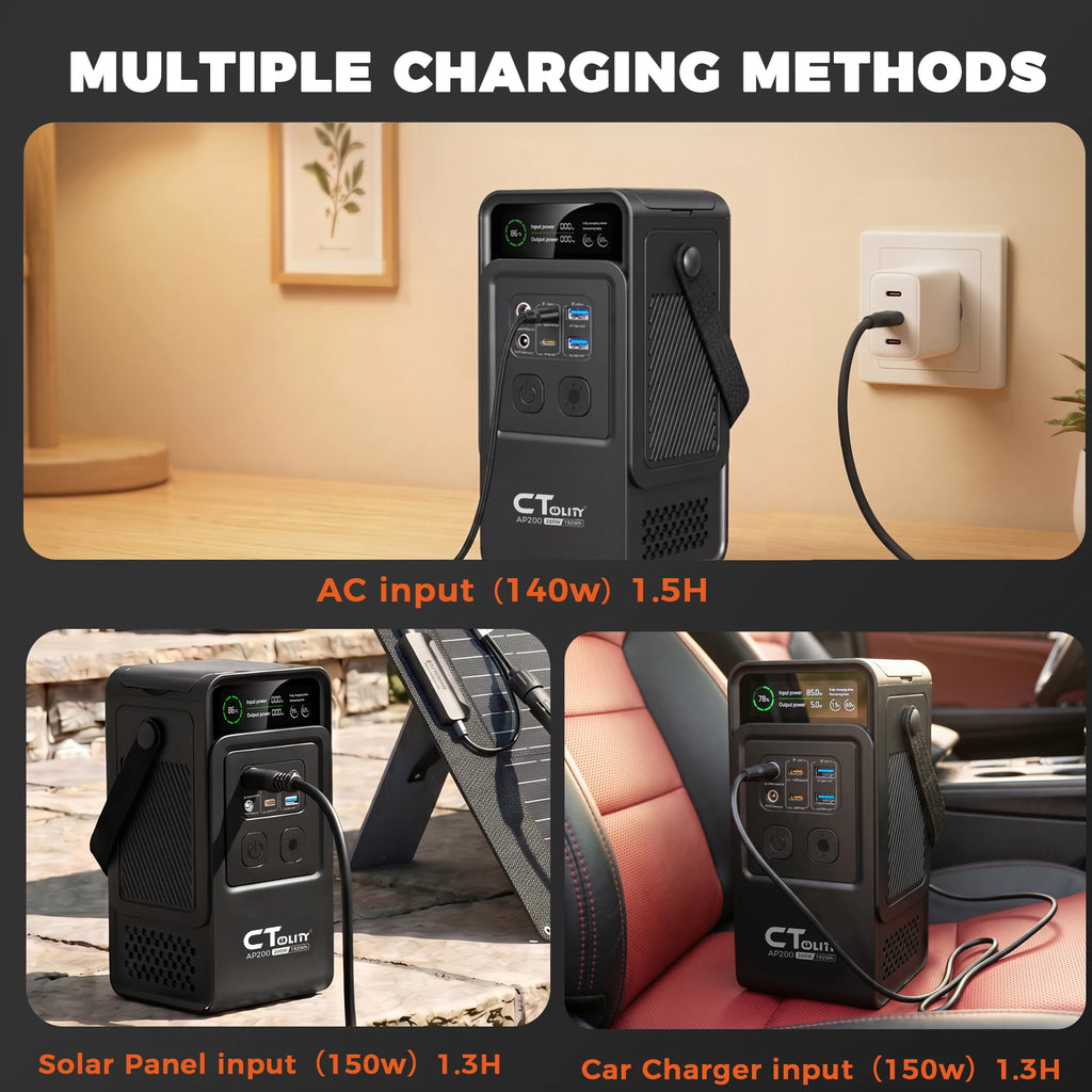 2400W 200W Power Station Outdoor Camping Portable 2048Wh Solar Generator LiFePO4 Battery 110V 192Wh Power Bank Home Backup Emergency Power Supply