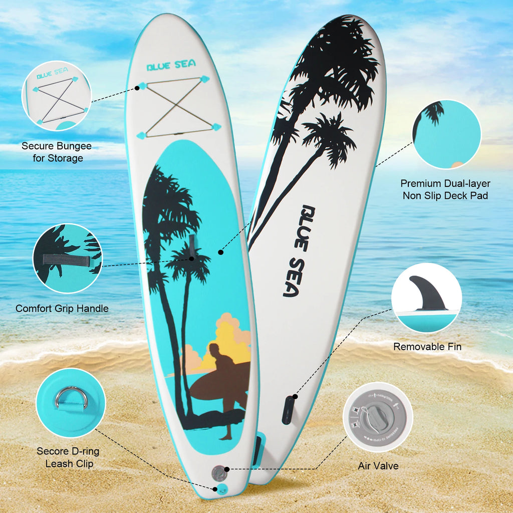 Portable Inflatable Stand Up Paddle Board, 10'6" × 32" × 6", Premium PVC, Full Kit for Adults and Youth