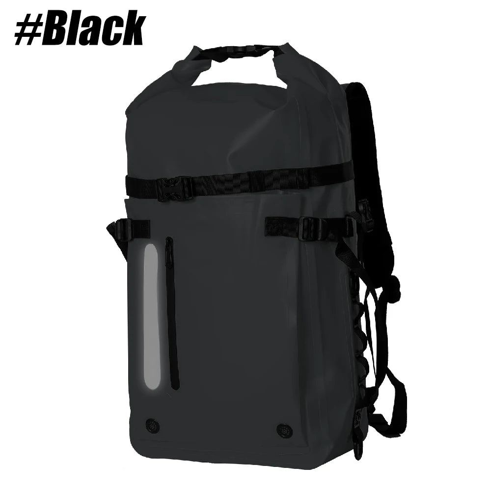 Waterproof Backpack Floating Dry Bag 30L Cushioned Back Hip Strap for Hiking Camping Kayaking Travel Diving Rafting