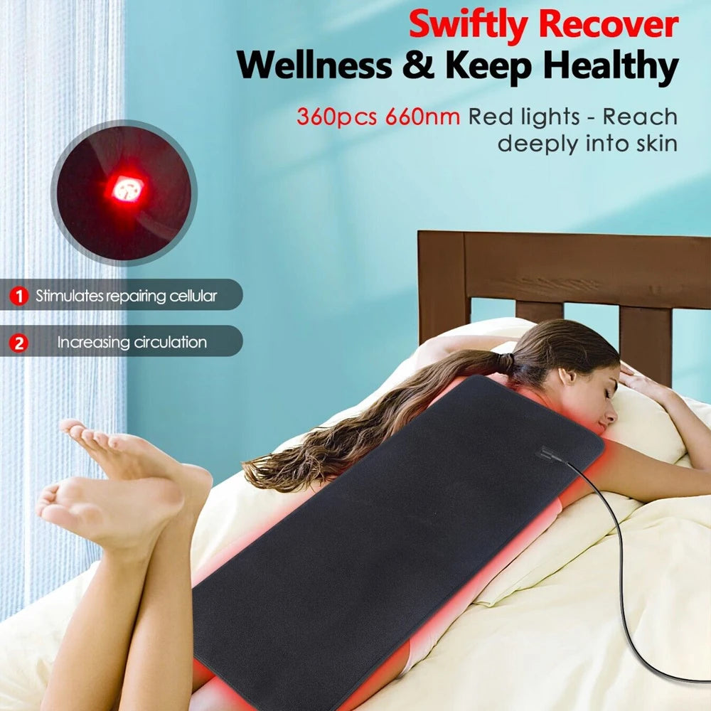 Red Light Therapy Pad with Infrared LED Heat for Back Waist Knee and Joint Pain Relief