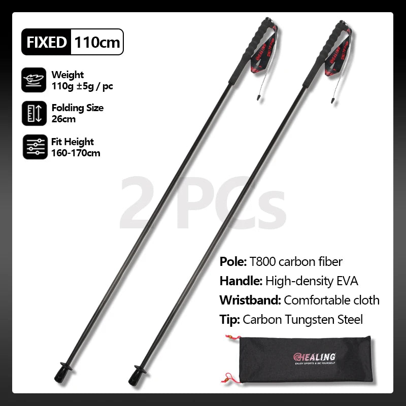 2PC Carbon Fiber Trekking Poles 115g Ultra Light Foldable Hiking and Camping Walking Canes for Travel Outdoor Gear