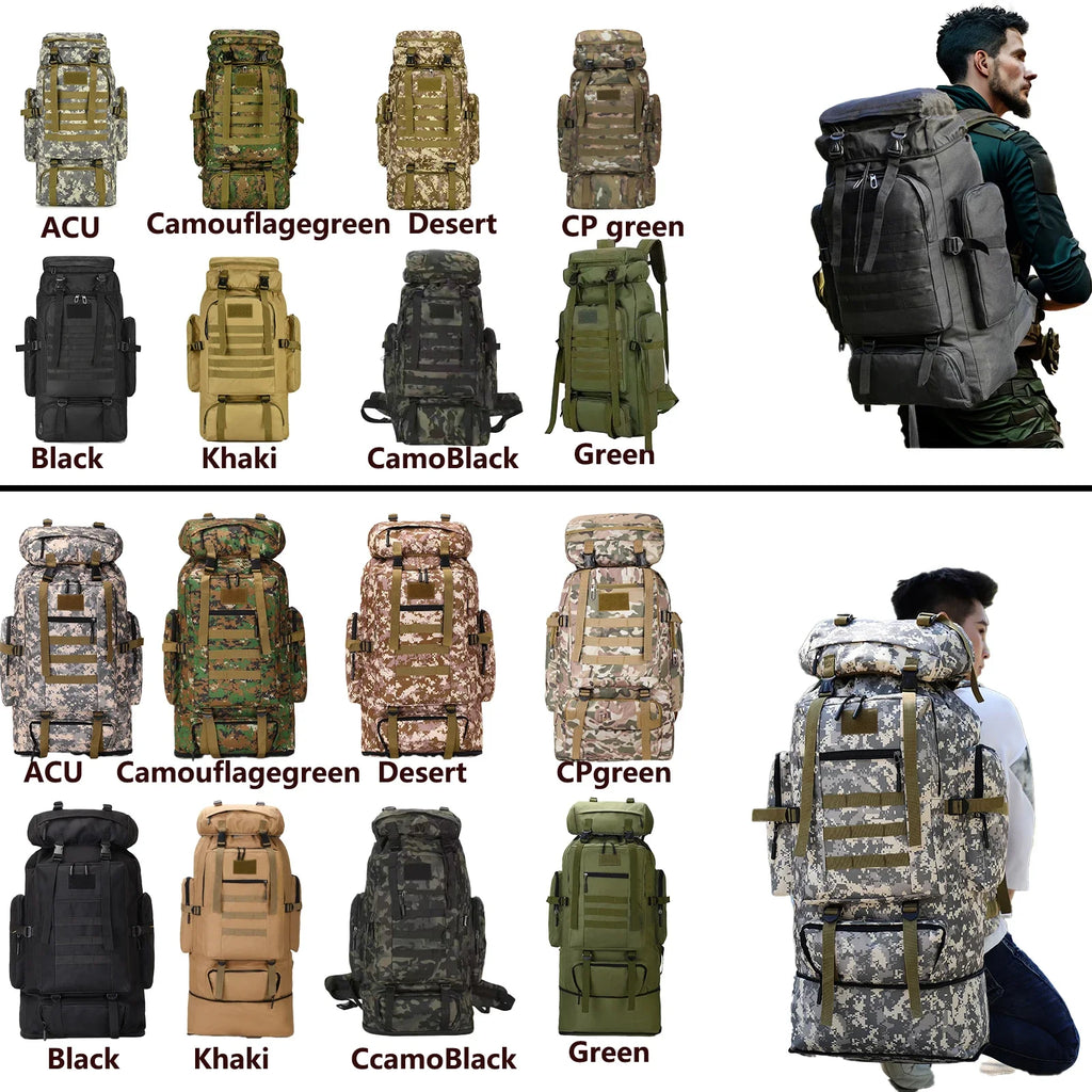 Large 80L 100L Mountaineering Backpack for Hiking Camping Travel and Tactical Outdoor Use