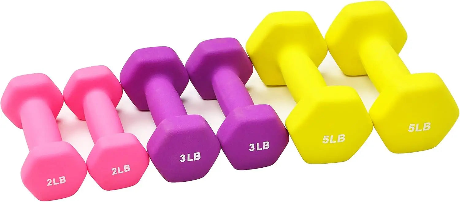 6 Piece Neoprene Dumbbell Set with Stand 2 3 5lb Weights for Home Workouts