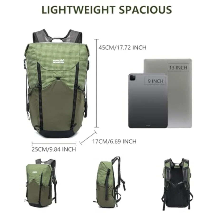 20L Hiking Backpack for Women and Men Water Resistant Daypack Foldable Packable Lightweight Small Hiking Backpack