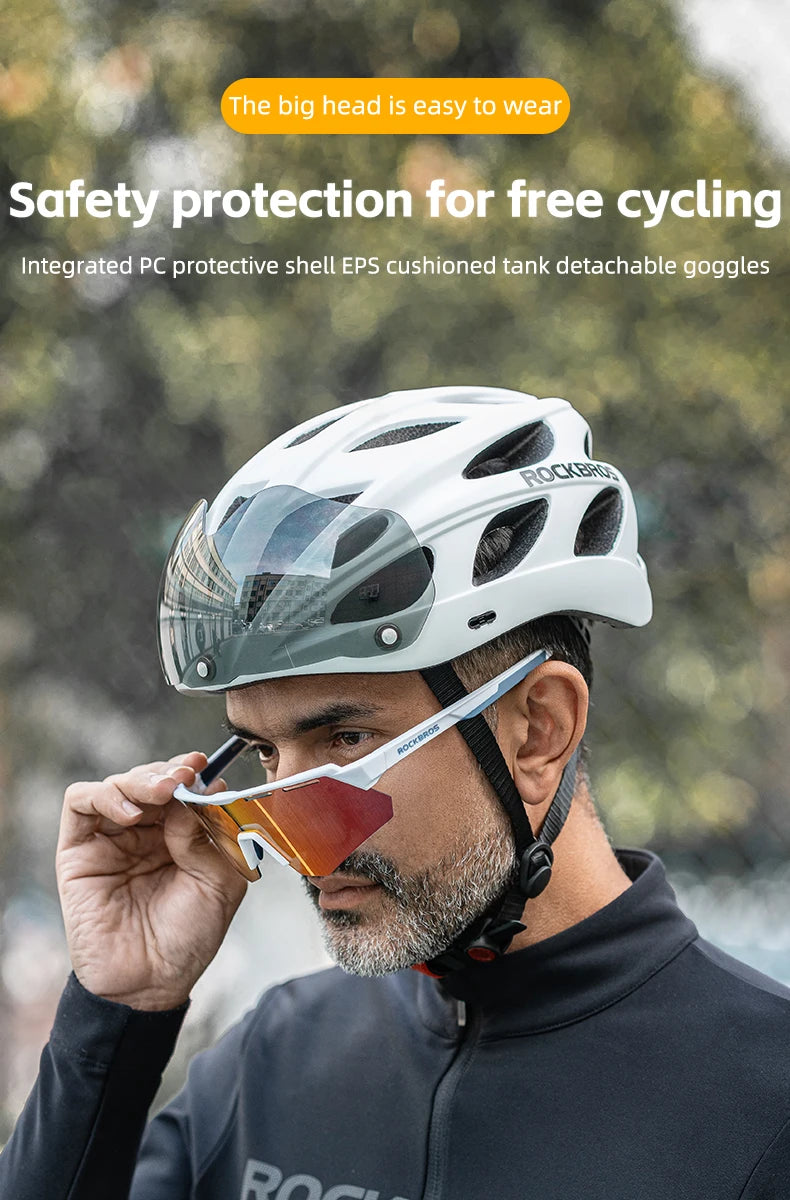 Cycling Helmet Lightweight Integrated Head Protection Safety Helmet with Goggles for Men and Women MTB and Road Bike Riding