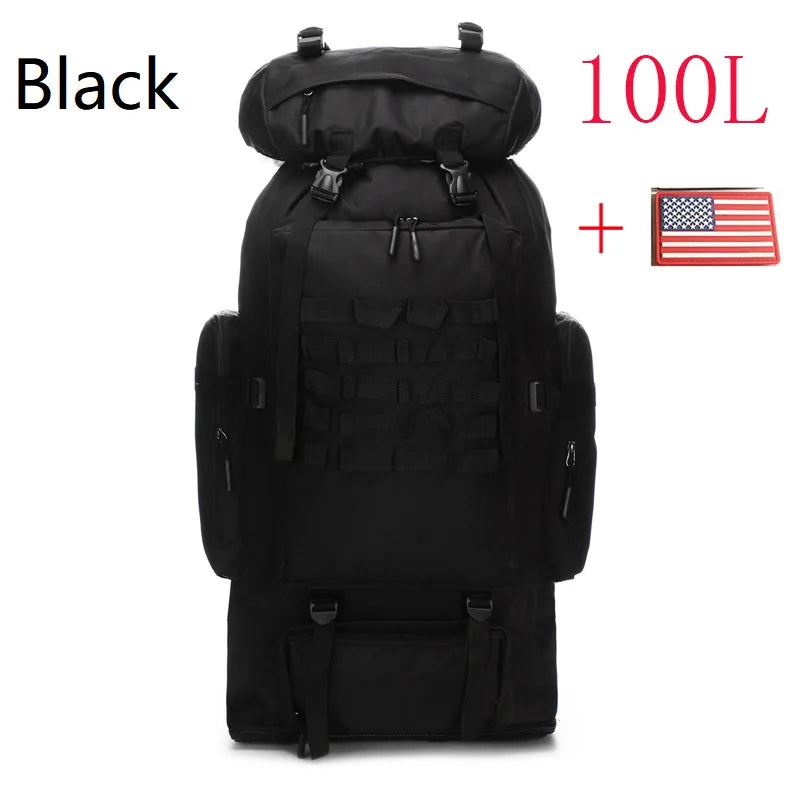 80L 100L Mountaineering Bag Climb Bag Tactical Backpack Large Outdoor Hiking Camping Travel Backpack