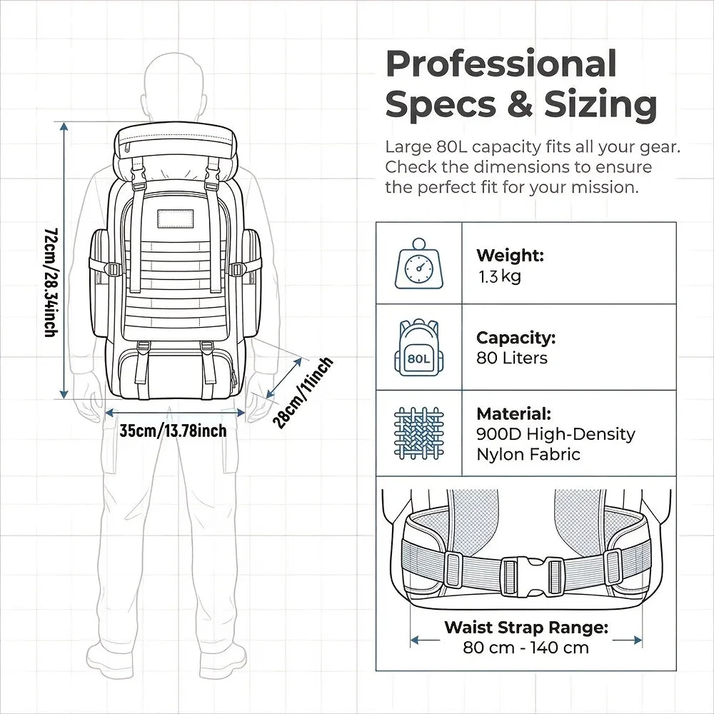 Men’s Backpack for Mountain Climbing Heavy Duty Double‑Shoulder Travel Bag with Removable National Flag Patch Accessory