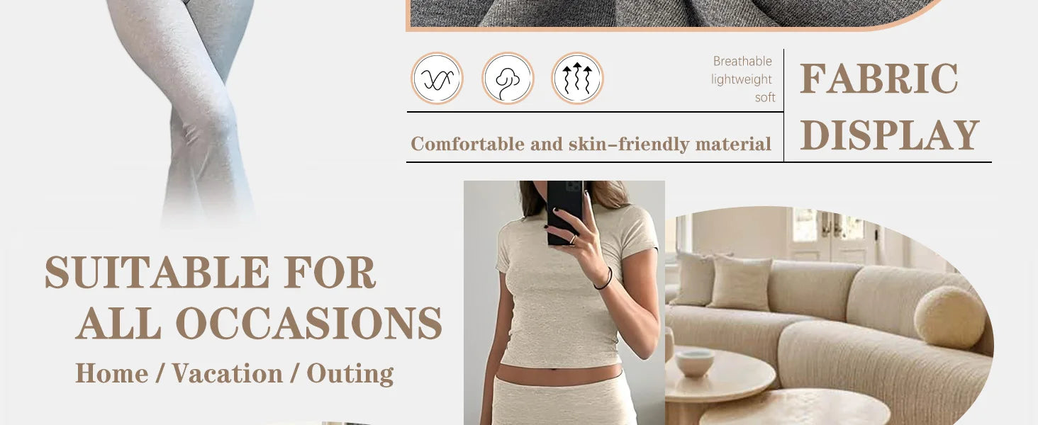 Womens Two-Piece Yoga Set, Short-Sleeved Top, Flared Pants