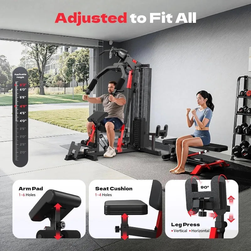 Home Gym Workout Equipment 148lb Weight Stack Full Body Workout Machine for LAT Pulldown Chest Press Leg Extension