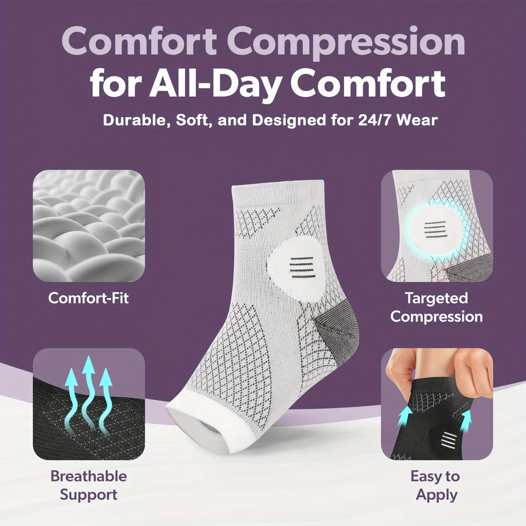 Performance Compression Foot Sleeves — Open‑Toe Arch & Ankle Support Socks for Comfort & Stability