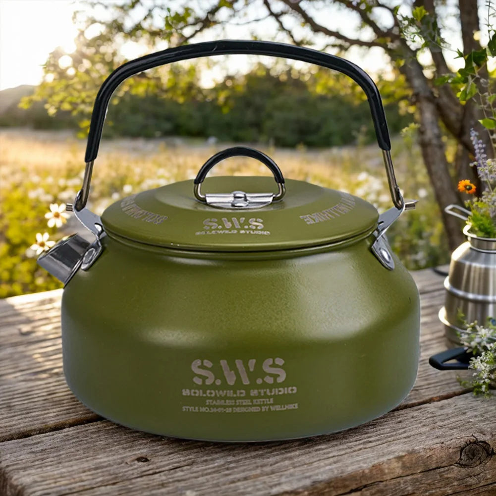 0.8L Portable Hiking Kettle 304 Stainless Steel Ultralight Coffee Kettle for Outdoor Camping and Travel