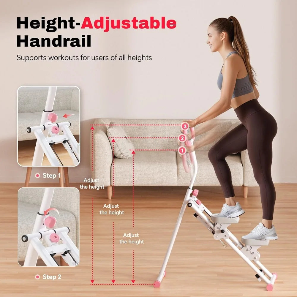 Folding Vertical Stair Stepper Machine for Home Workouts Portable Exercise Equipment with Handlebar and Digital Monitor