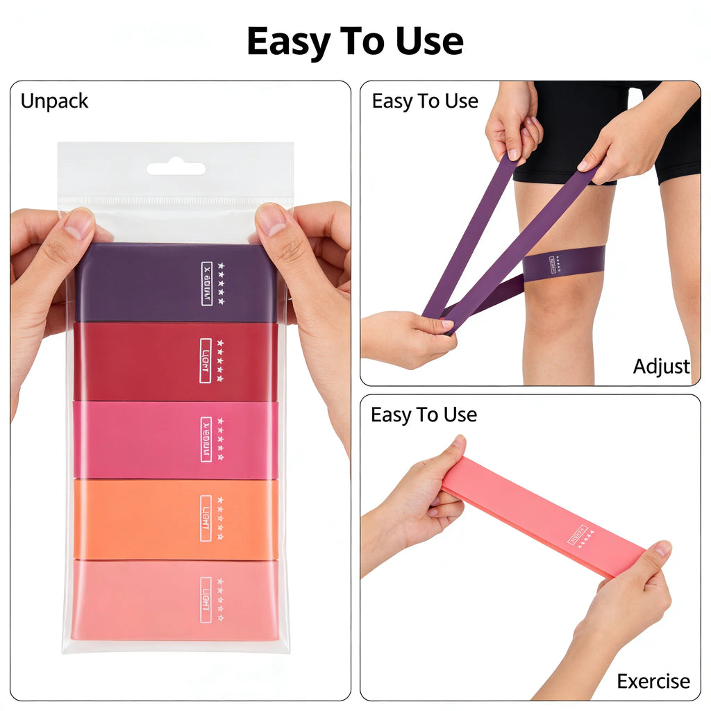 TPE Resistance Bands Set – 5‑Level Non‑Slip Booty Bands for Hip, Leg & Glute Workouts, Yoga & Fitness Training
