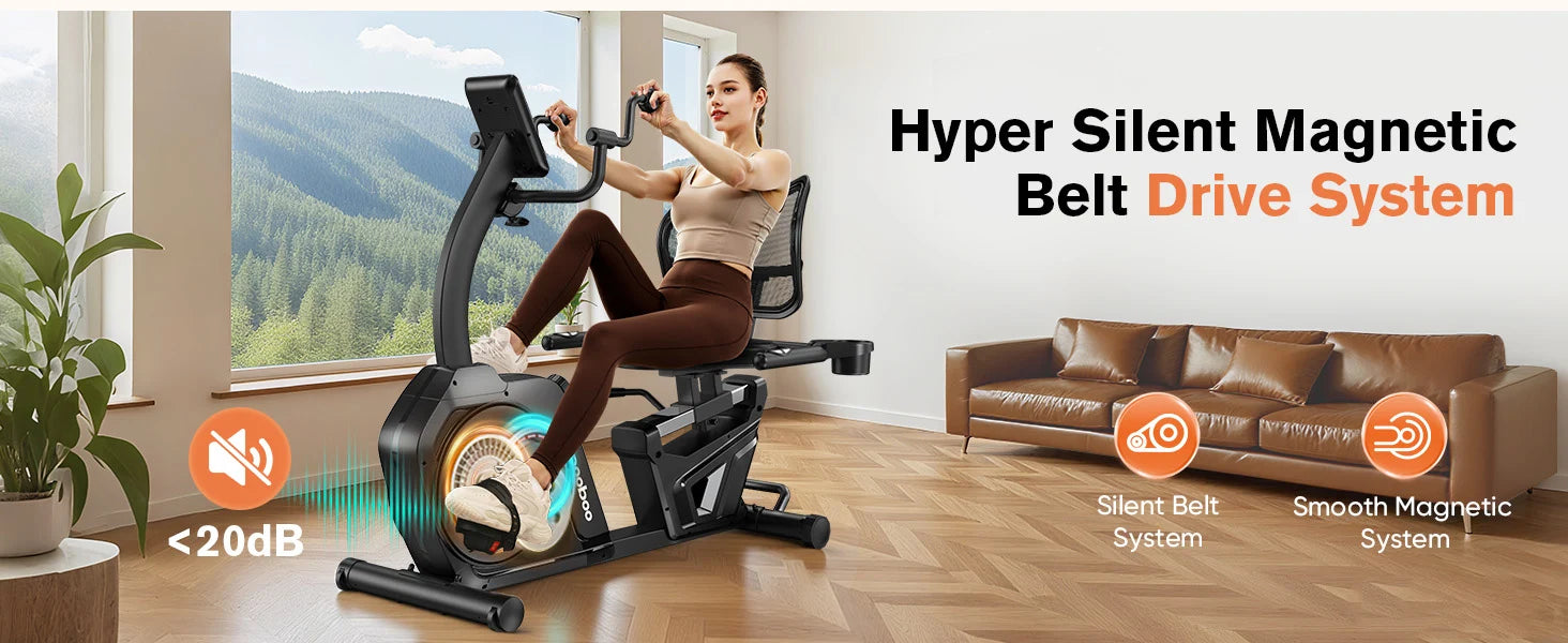 Recumbent Exercise Bike for Home Use Stationary Bike with Arm Exerciser Magnetic Recumbent Bike with Ergonomic Seat