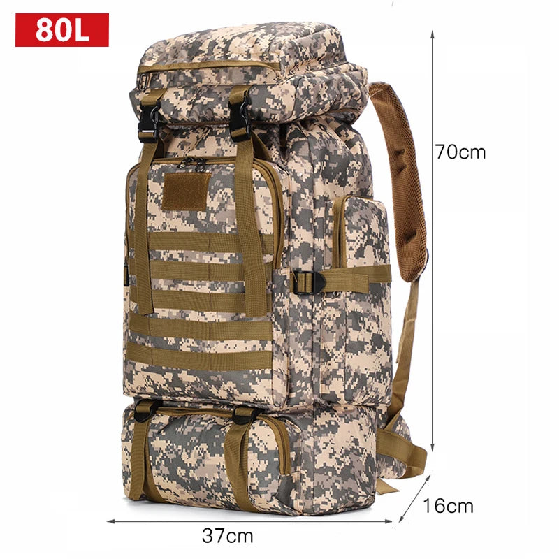 80L 100L Mountaineering Bag Climb Bag Tactical Backpack Large Outdoor Hiking Camping Travel Backpack