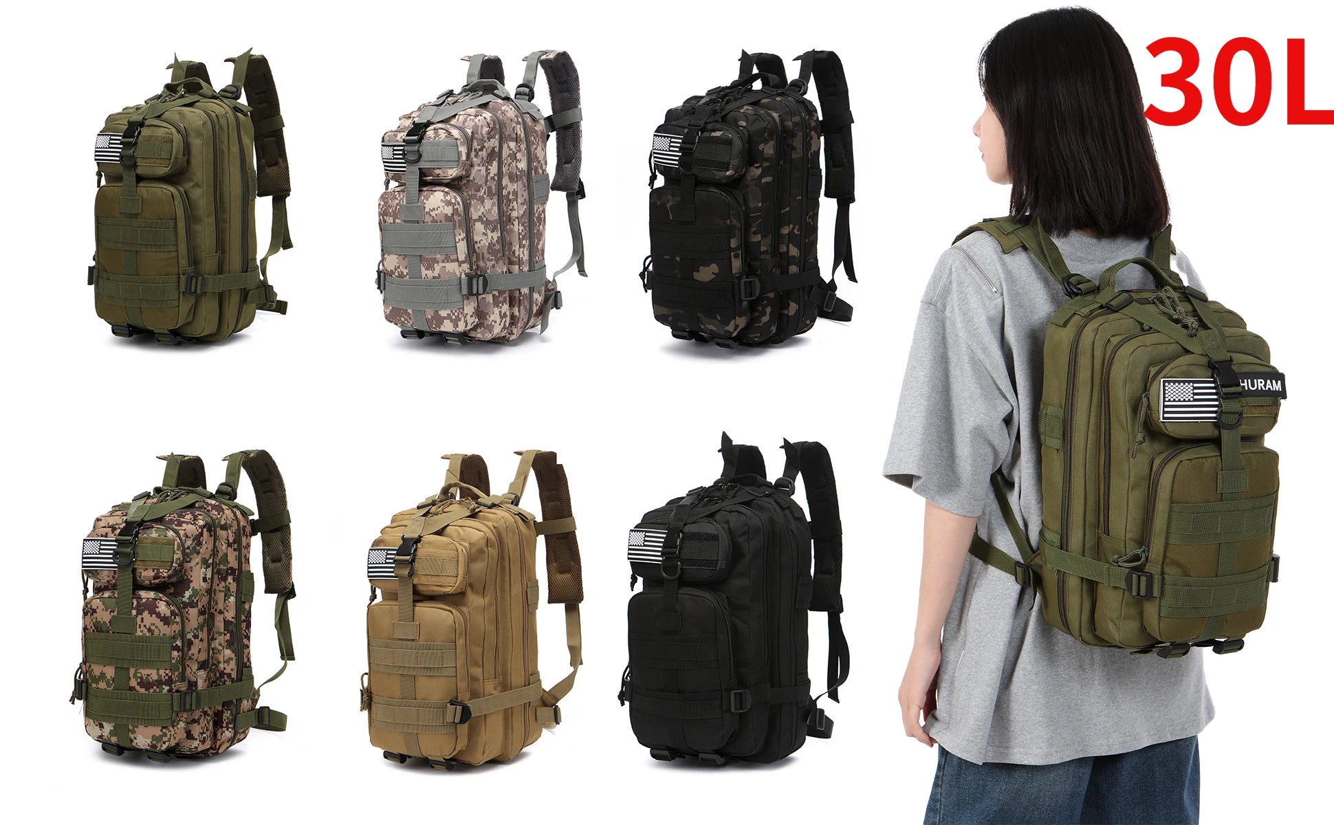 30L/50L 1000D Nylon Waterproof Trekking Fishing Hunting Backpack Outdoor Rucksack Tactical Sports Camping Hiking