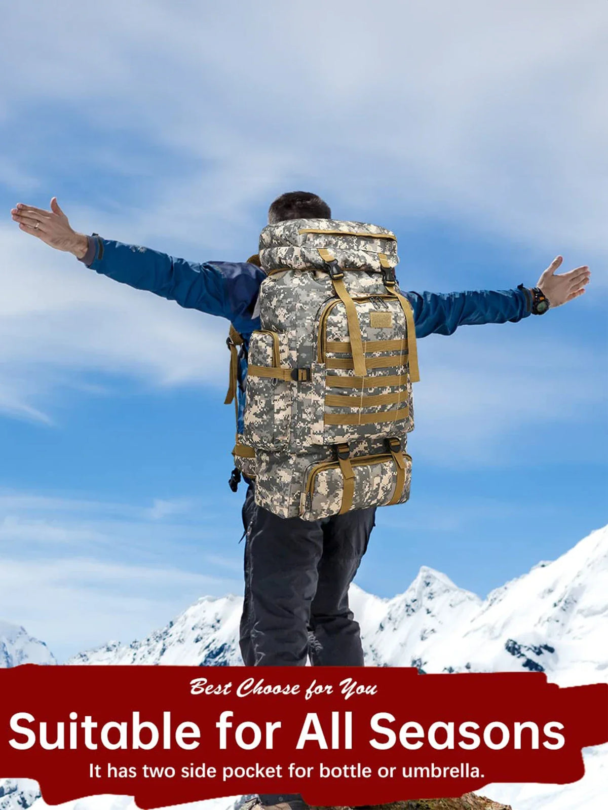 Large 80L 100L Mountaineering Backpack for Hiking Camping Travel and Tactical Outdoor Use