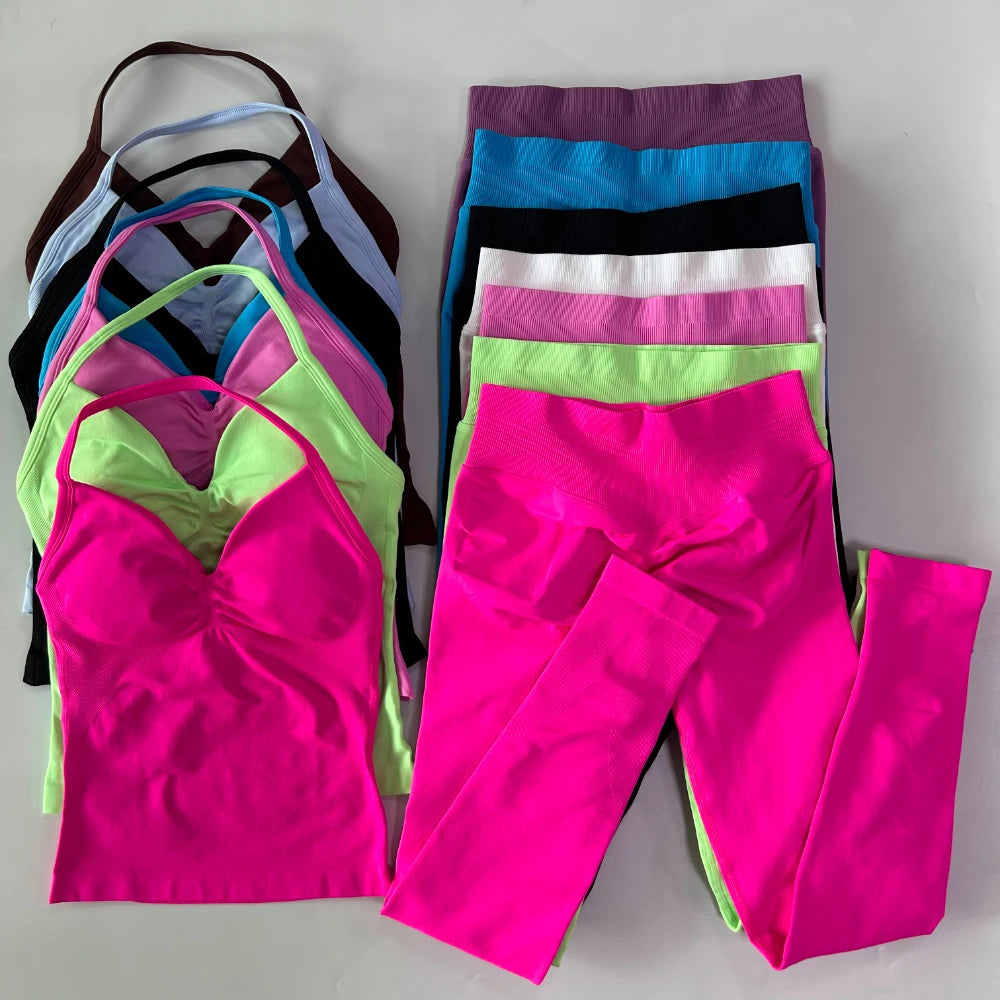 Womens Tank Tops & High Waist Scrunch Yoga Leggings