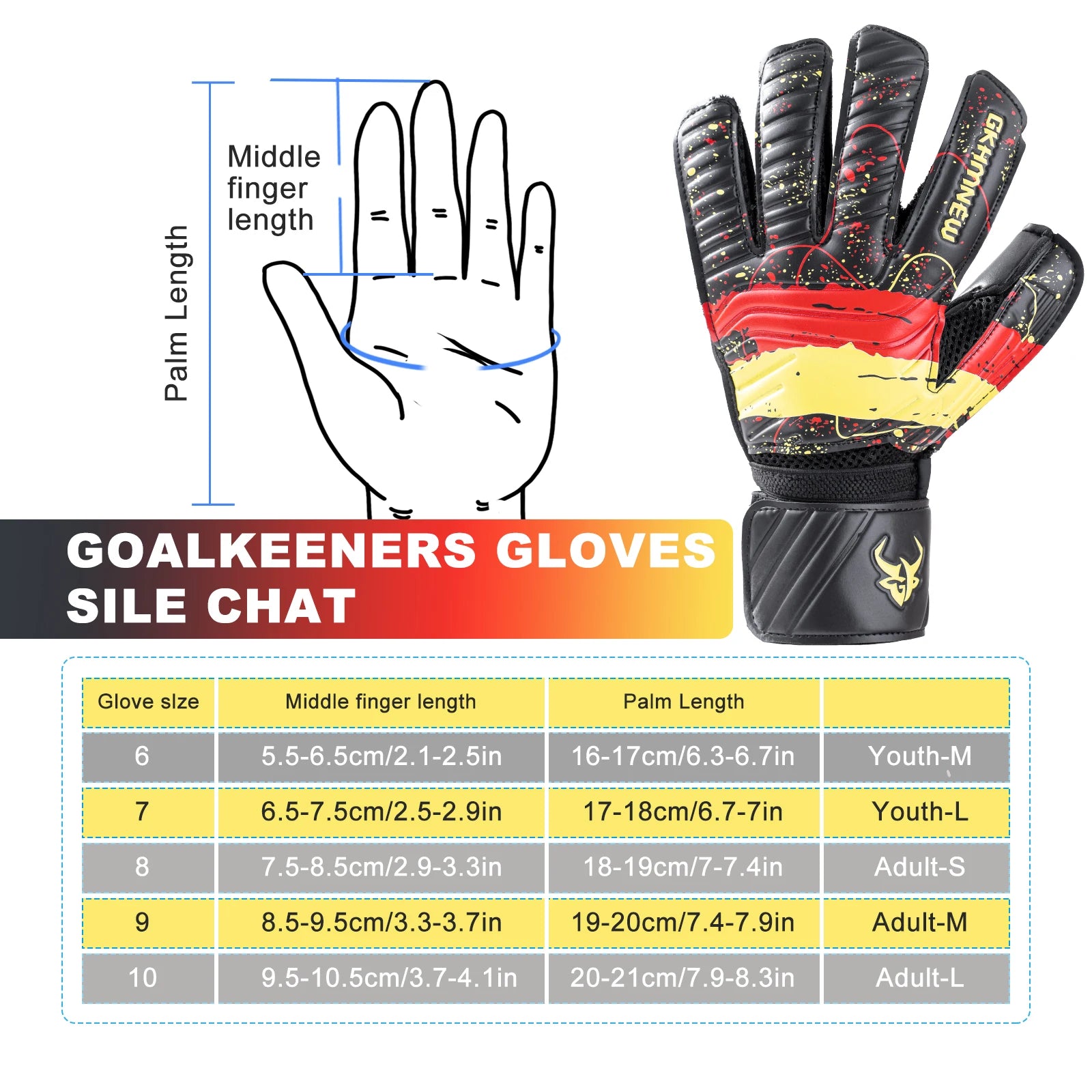 Goalkeeper Gloves for Adult and Youth Strong Latex Grip Double Wrist Support and Breathable Mesh